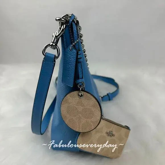 Coach Laurel Shoulder/Crossbody Bag With Mirror Charm And Pouch CBI94 Pool/Sand - Picture 3 of 9